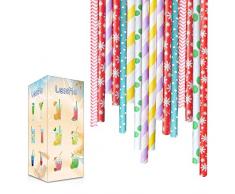 LessMo 300 Stk. Papierstrohhalme, Biologisch Abbaubare Einweg Trinkhalme, Lebensmittelecht, 6 Farben