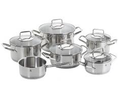 WMF Trend Topfset, 6-teilig, mit Glasdeckel, Kochtopf, Stielkasserolle, Cromargan Edelstahl poliert, induktionsgeeignet, spülmaschinengeeignet