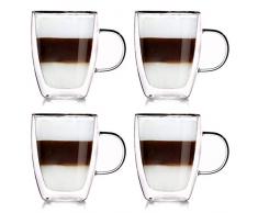 ORION GROUP Thermogläser 4 Stück Kaffeegläser Teeglas Kaffeeglas Doppelwandiges Doppelwandige Gläser Thermoglas für Kaffee Latte Cappuccino Tee 300 ml
