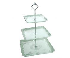 MALACASA, Serie Sweet.Time, Porzellan Etagere 3-stöckig 6,25/8,25/10 Zoll ServierStänder Cupcake Ständer Dessert Halter Eckig Grün