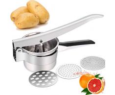 JmeGe Kartoffelpresse (voll gedämpft) Obst und Gemüse Stampfer Große Kapazität 420ml 100% Edelstahl (Silber)