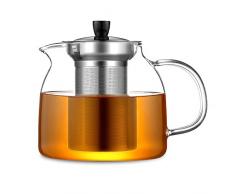 ecooe 1000ml Teekanne Glas Teebereiter mit Abnehmbare Edelstahl-Sieb Glaskanne