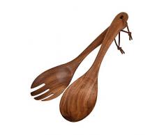 Hokieni Holz Salatbesteck, 2-teilig Set Servieren Besteck, Löffel Gabel aus Akazienholz, 26cm