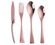 Buyer Star 4 Stück Besteckset Roségold Edelstahl Besteck Utensilien für Hochzeit Party Abendessen Stahl Geschirr Besteck Utensil Set Dessert Teelöffel Messer Gabel Löffel