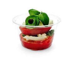 Plantvibes® edle Einwegbecher, kompostierbar & umweltfreundlich, stabil & transparent, Bio Einweg-Geschirr, perfekt als Finger-Food Snack-Schalen, Dip-Schalen oder Dessert-Becher