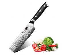 SHAN ZU Kochmesser Nakiri Küchenmesser Profi Messer Chefmesser 16.5 cm Allzweckmesser Damaskus Edelstahl Extra Scharfe Messerklinge mit ergonomischer Griff Exquisiter Geschenkverpackung