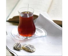 12 Teilig Türkische Teegläser Tee mit Untertasse Hohe Qualität EVA Orientalisch arabisch Teestube Cafe Kahve Bar Club Cay Seti Bardak Bardagi 6 Teegläser + 6 Untertassen