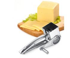 Rotary Käsereibe Edelstahl Käsereibe mit Multifunktionale Küche Slice Shred Tool 1 Drum Blades - Mehrzweck-Käse, Schokolade, Nüsse, Gemüse Reibe