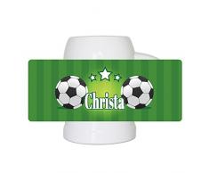 Fußball-Bierkrug mit Namen Christa und schönem Motiv mit Fußbällen und grünem Hintergrund für Frauen - Fan-Bierkrug personalisiert - Deutschland-Krug - Bierhumpen