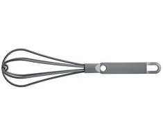 FACKELMANN Schneebesen schwarz hängbar; für beschichtete Töpfe/Pfannen geeignet, hitzebeständig bis 70°C, Made in Germany, schwarz/weiß