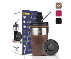 Opard Thermobecher - Travel Mug 210ml, Kaffeebecher to go, Isolierbecher mit Deckel, 100% Auslaufsicher, Trinkbecher aus Edelstahl, Thermo Becher, Autobecher, Kaffee to go