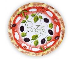 Lashuma Handgemachter Pizzateller Olive aus Italienischer Keramik, Großer Teller Rund 33 cm