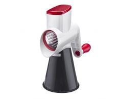 Westmark Reibemaschine mit 3 Schneidtrommeln, Trommelreibe/-hobel, Großer Saugfuß, Höhe: 26,5 cm, Kunststoff/Rostfreier Edelstahl, Scharfe Herta, Weiß/Dunkelgrau/Rot, 97022260