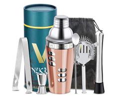 Vinekraft Cocktail Making Set Cocktailzubehör Professionelles Cocktail Shaker Set mit Jigger Sieb Muddler und Löffel - 6tlg