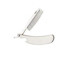 Faltbarer Bartkamm aus Edelstahl, Moustache Hair Styling Tools, Bart Haar Glätter Kamm mit Flaschenöffner Funktion，Pocket faltbarer Taschenkamm
