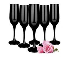Sendez 6 schwarze Sektgläser 200ml Sektkelche Champagner Prosecco Sektglas Proseccoglas