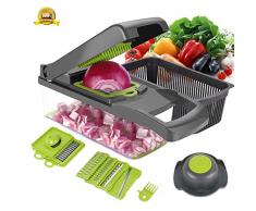 ear&ear Gemüseschneider 8-in-1-Mandolinen-Kartoffelschneider, Obst- und Gemüseschneider Zwiebel-Käseschneider, Küchengeräte mit Lebensmittelqualität Multifunktions-Lebensmittelhacker