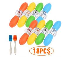 Lifreer Maiskolbenhalter (8 Paar) Maiskolbenhalter Maisspieße Grillspieße Silikon-Halter für Küchengeräte, Grillen, Picknicks und Camping, 2 Grillbürsten