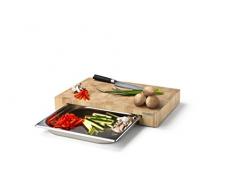 Continenta Schneidebrett mit Edelstahl-Schublade 4027 48 x 32,5 x 6 cm