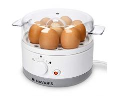 Navaris Eierkocher für 1-7 Eier - inkl. Wasser-Messbecher mit Eierstecher - Härtegrad einstellbar - 350W - 22x17,5x14,5cm - Eierkochautomat Weiß