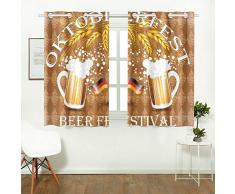Reopx Vintage Stil Emblem Gläser Bier Oktoberfest Küche Vorhänge Fenster Vorhang Stufen für Café, Bad, Wäscheservice, Wohnzimmer Schlafzimmer 26 X 39 Zoll 2 Stück