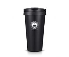 KAKUSIGA Edelstahl Kaffeebecher Thermobecher Doppelwandig vakuumisolierter Travel Mug BPA Frei Isolierbecher 500ml Coffee to go Autobecher Trinkbecher für unterwegs, Leicht & Auslaufsicher - Schwarz
