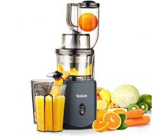 Bextcok Slow Juicer Entsafter Gemüse und Obst Profi Hochleistung Saftpresse Elektrisch Kauen Kältepresse mit 83mm Wide Caliber Ruhiger Motor Umkehrfunktion Reinigungsbürste Orangenpresse BPA Frei