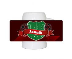 Fußball-Bierkrug mit Namen Jannik und schönem Fußball-Wappen - Fan-Bierkrug personalisiert - Deutschland-Krug - Bierhumpen