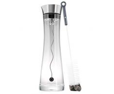 bremermann Glaskaraffe Frida mit Fruchtspieß 1,2 Liter, Funktions-Ausgießer, Edelstahl, Wasserkaraffe (Silber)