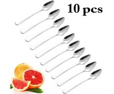 outgeek Grapefruit Löffel, 10 STÜCKE Edelstahl Fruchtlöffel Dessertlöffel mit Grapefruitschäler gezackten Rand Obst und Gemüse Küche Gadgets Cooking Tools