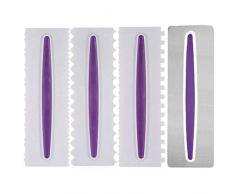 lovingmona Tortenspachtel Icing Glätter Kuchenschaber 1 Edelstahl + 3 Plastik Ice Smoother Buttercreme Glätter Cake Scraper Set DIY Backwerkzeug Fondant Kuchen Dekorieren Kamm