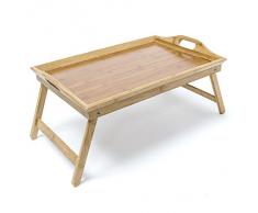 Relaxdays Betttablett Bambus H x B x T: ca. 25 x 52 x 33 cm Betttisch als Frühstückstablett oder Beistelltisch Serviertablett mit Tragegriffen Tabletttisch klappbar und pflegeleicht Tablett, natur