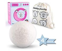 LoFelt® Trocknerbälle für Wäschetrockner - Natürlicher Weichspüler - für Daunenjacken geeignet- Daunen Trockner - 100% Schafwolle - schneller trocken (4 Stück, Filz, weiß)