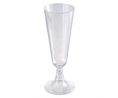 1-PACK Einweg-Sektglas Champagnerglas 100ml, PS, 2 tlg, transparent glasklar/Hochwertige glasklar transparente Sektgläser aus Polystrol im Hygienepack. Mit Eichstrich, 240 Stück