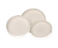 MACOSA EX226899 Deko-Tablett´s 3er Set, rund, Metall, Vintage, Dekotablett Tisch-Dekoration Pflanzen-Tablett Kerzenteller Servierplatte Blumentablett