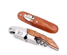 NBRTT Seepferdchen-Messer-Flaschenöffner-Bier, gefederter Kellner-Korkenzieher, Edelstahl mit lederner Fall-Verpackung kann für Feier-Feiertags-Geburtstag verwendet Werden