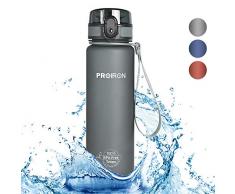 PROIRON Trinkflasche 1l/500ml Fahrrad Trinkflasche Sport aus Tritan Auslaufsicher 1 klick öffnen mit Teefilter und auslaufsichere Ersatzdichtungen