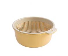 DIPOLA Küche Sieb Kunststoff Waschschüssel & Siebe Reiswaschmaschine 2 in 1 Küche Seiher/Küchensieb Schüssel Sets Nudelsieb, Gemüse, Reis, Obst (Beige, Large)