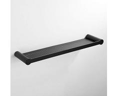 Agaidu Schwarzer Edelstahl 304, rutschfest, Nicht leicht zu rosten, quadratisches Tablett, Badregal, Duschraum, Lagerregal, Gestell, Wandspiegel, Frontkommode, lang, dick