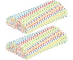 com-four® 400 Flexible Trinkhalme, Strohhalme in verschiedenen bunten Farben (400 Stück - bunt gestreift V2)