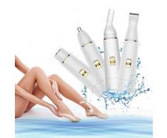 Beautural Damenrasierer, wasserdichter Elektrorasierer Damen Trimmer for Bikini, 4in1 Epilierer Set, flawless schmerzloser Haarentferner, USB aufladbar Rasierer, Ladyshaver für Gesicht, Beine, Nase