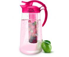 CampTeck U4779 2 Liter 2000ml Fruchtschorlen Kanne Karaffe Infuser (BPA-freier Tritan Kunststoff) mit Auslaufsicheren Luftdichtem Deckel - Pink
