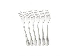 com-four® 6x Kuchengabel aus Edelstahl - stilvolles Tafelbesteck im schlichten Design - kleine Dessertgabeln - Vorspeisegabeln - 14,5 cm