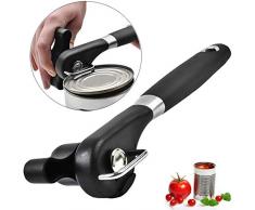 Sicherheitsdosenöffner, Hebeldosenöffner mit Kapselheber, Länge: 22,5 cm, Magnetischer Dosenöffner mit Deckelraste für ältere Menschen mit Arthritis schwarz
