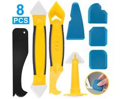 Silikonentferner, silikon fugenwerkzeug,Eokeey Multifunktionale 8 in 1 Profi Silikon Werkzeug Schaber Set mit Dichtung Werkzeug,Dichtmittelelentferner,Caulk Düse für Küche Badezimmer