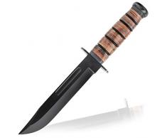 31cm USMC Army Tactical Kampfmesser - Pathfinder Knife - Jagdmesser - Outdoor & Survival - Überlebensmesser mit Ledergriff und Lederscheide