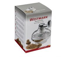 Westmark Muskatmühle mit Vorratsfläche für bis zu 9 Muskatnüsse, Kunststoff/Rostfreier Edelstahl, Silber/Transparent, 69572260