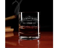 Privatglas Whiskey Glas - Gentleman Whiskey Design - Gratis Gravur Name u. Geburtsjahr Gentleman Whiskey