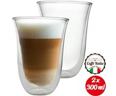 Caffé Italia Napoli 2 x 300 ml Doppelwand-Thermo-Gläser - für Latte Macchiato Tee Heiß- und Kaltgetränke - spülmaschinengeeignet