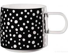 ASA Xmas Henkelbecher, Keramik, Schwarz/Weiß Gepunktet, 9.5 cm